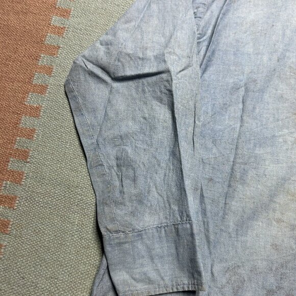 Vintage 1960s chambray work shirt Washington Dee Cee worn stained distressed XL - Picture 13 of 16